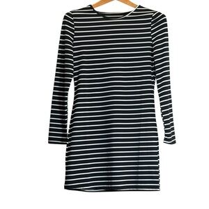 Monochrome Striped Long Sleeve Dress